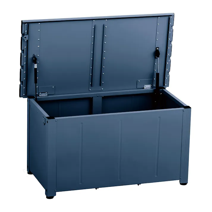 カインズ 静かに開閉できるアルミ収納ベンチ ネイビー 90cm