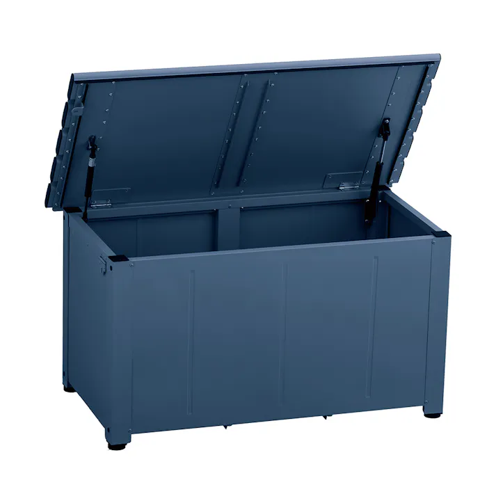 カインズ 静かに開閉できるアルミ収納ベンチ ネイビー 90cm