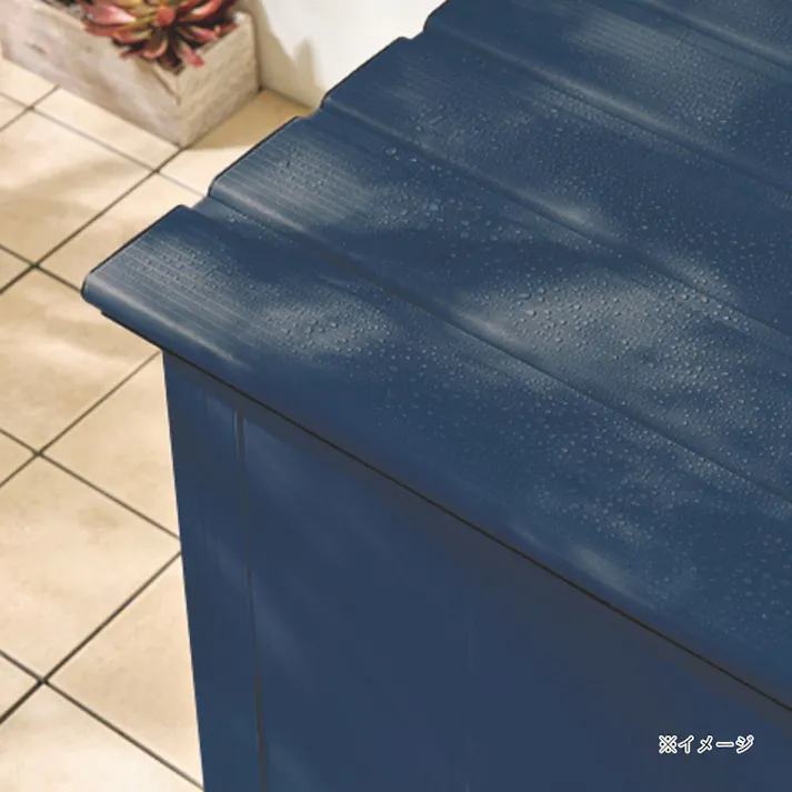 カインズ 静かに開閉できるアルミ収納ベンチ ネイビー 90cm