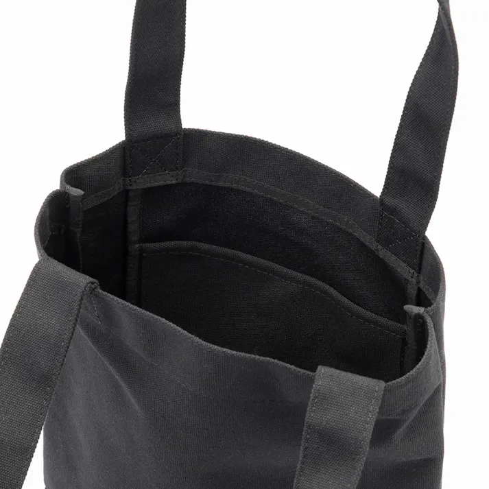 ボトルを立てて収納できる帆布トートバッグ 縦型 ブラック