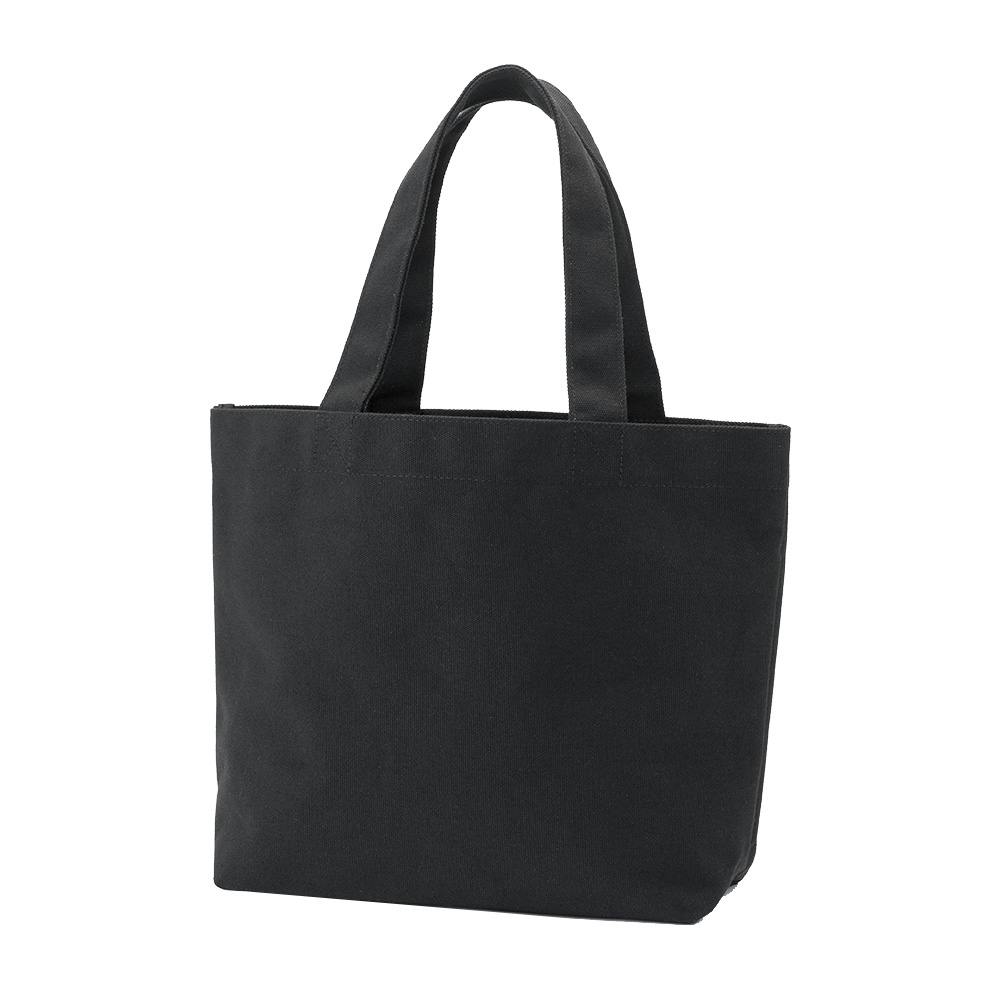 ボトルを立てて収納できる帆布トートバッグ 横型 ブラック リュックサック・カジュアルバッグ