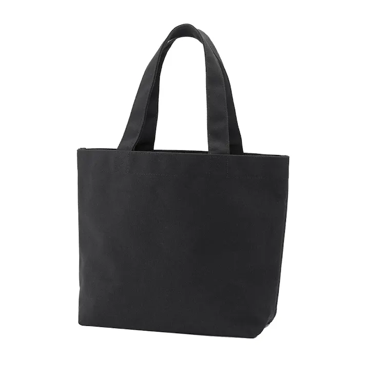 ボトルを立てて収納できる帆布トートバッグ 横型 ブラック