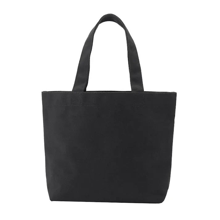 ボトルを立てて収納できる帆布トートバッグ 横型 ブラック