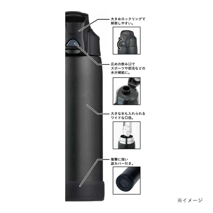 ダイレクトスポーツボトル 600ml ブラック
