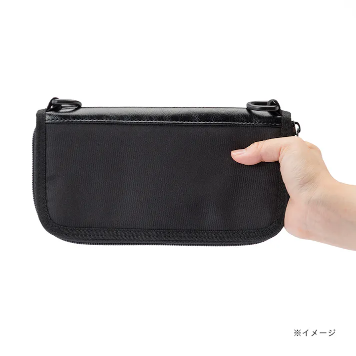 ストラップと組み合わせられる ラウンドジップウォレット L ブラック