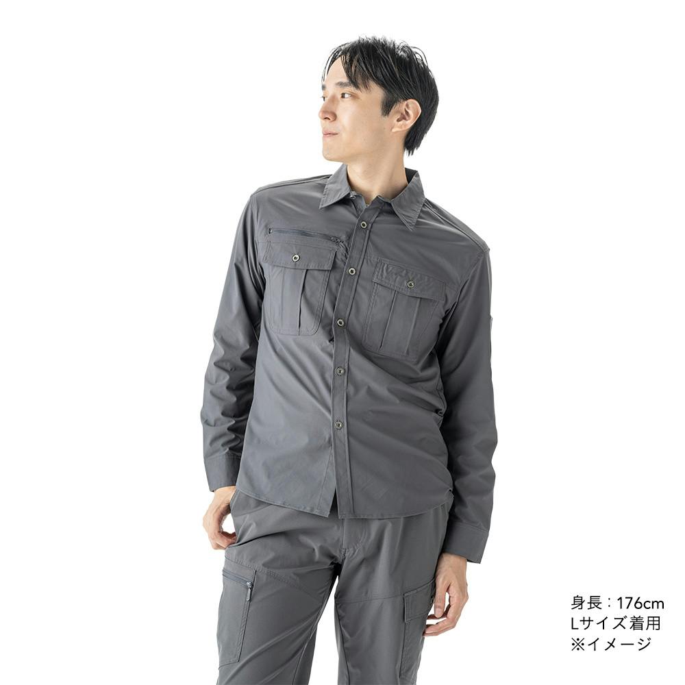 2WAYストレッチワークシャツ 長袖 L チャコール | 作業着・作業服