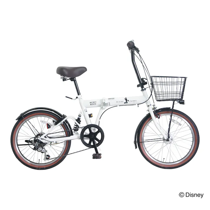 【自転車】26年モデル 折り畳み車 Disney ミッキーマウス 20インチ G6HD ホワイト