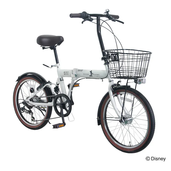 【自転車】26年モデル 折り畳み車 Disney ミッキーマウス 20インチ G6HD ホワイト