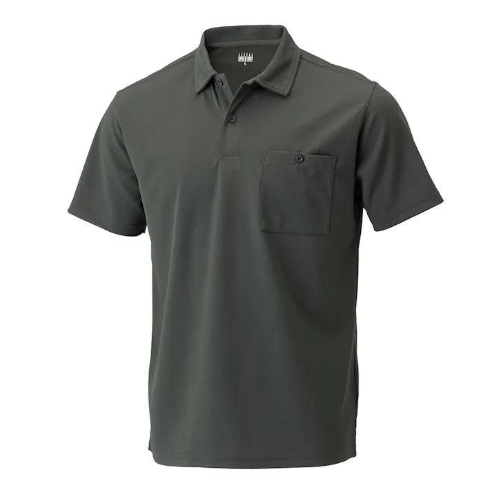 スピードドライ 汗染み防止ポケット付きポロシャツ 半袖 L カーキ
