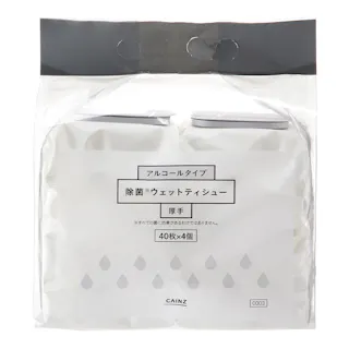 アルコールタイプ 除菌ウェットティシュー 厚手 40枚×4個