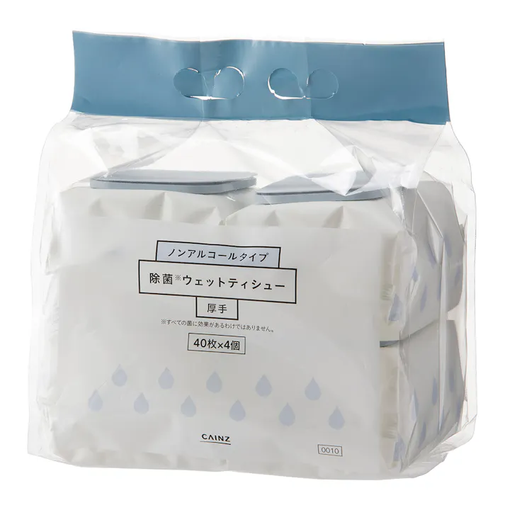 ノンアルコールタイプ 除菌ウェットティシュー 厚手 40枚×4個