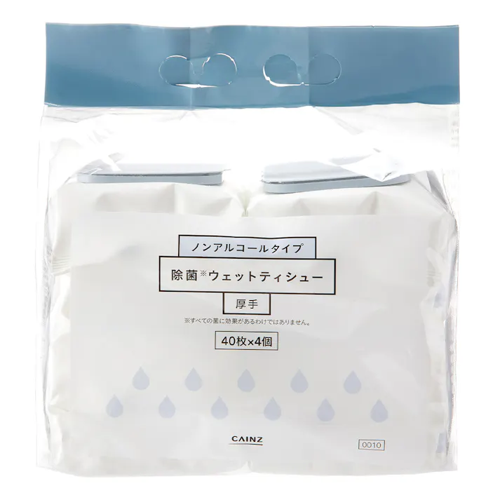 ノンアルコールタイプ 除菌ウェットティシュー 厚手 40枚×4個
