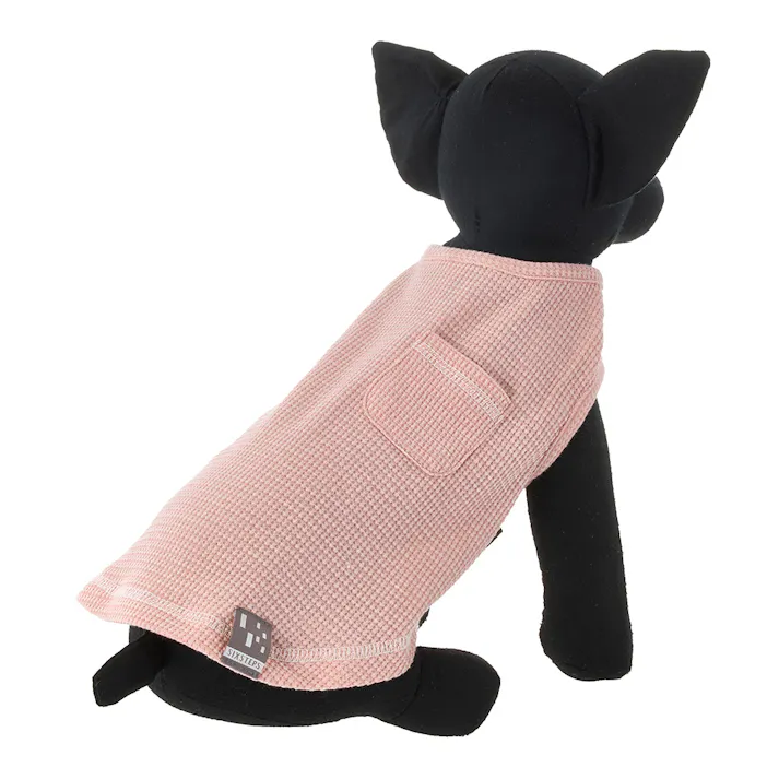 【送料無料】ワッフルカットソー ピンク Sサイズ ペット服(犬の服)