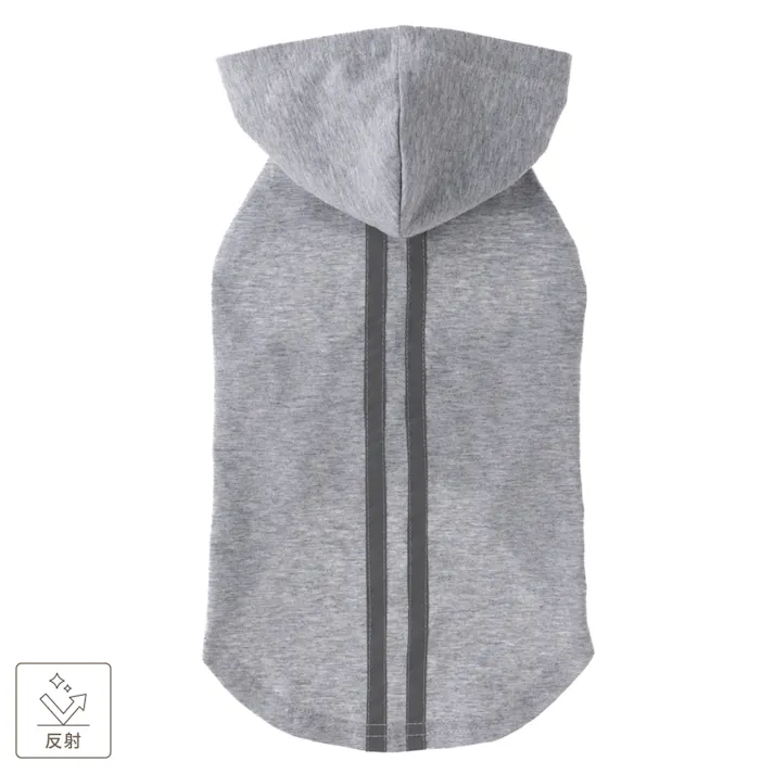 【送料無料】反射ラインパーカー グレー SDサイズ ペット服(犬の服)
