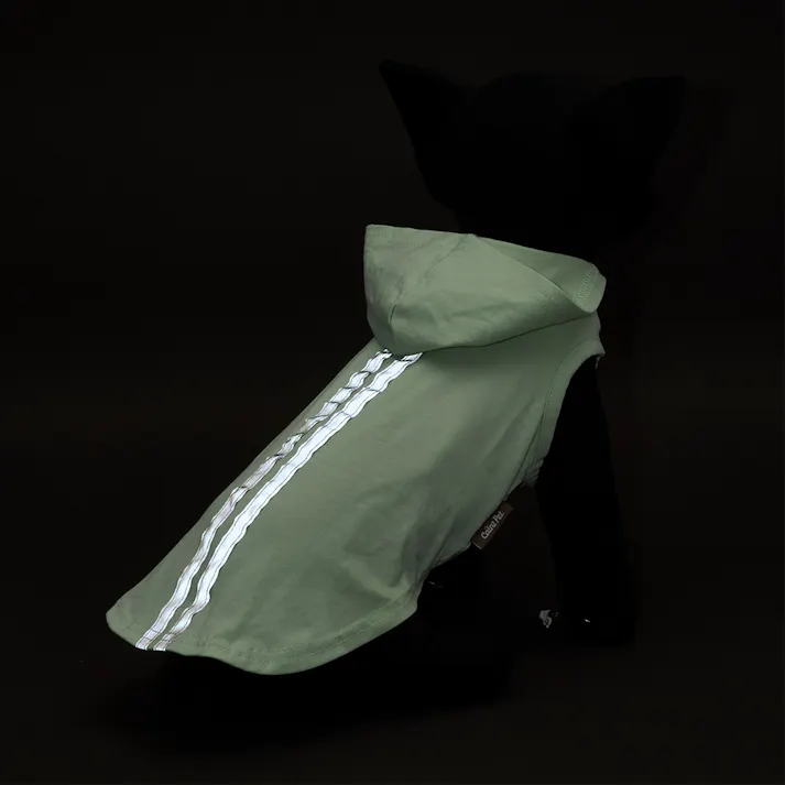 【送料無料】反射ラインパーカー ピスタチオ Mサイズ ペット服(犬の服)