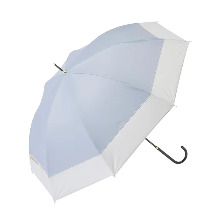 日差しも紫外線も雨も遮れる長傘 55cm ベージュ×グレー