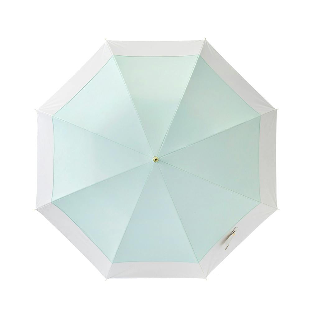 日差しも紫外線も雨も遮れる長傘 55cm ベージュ×ミントグリーン