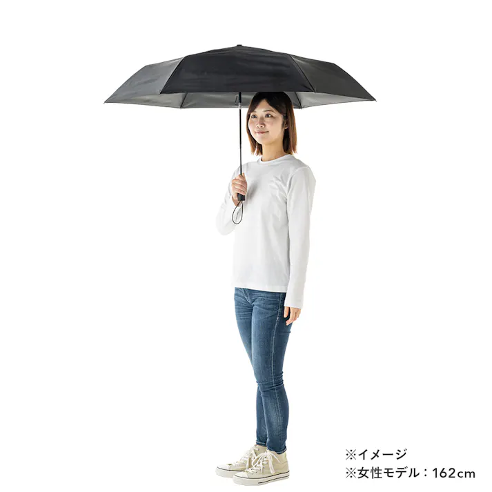 日傘としても使える軽い自動開閉折傘 60cm ブラック