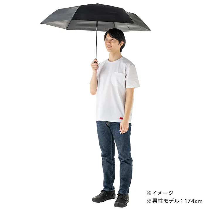 日傘としても使える軽い自動開閉折傘 60cm ブラック