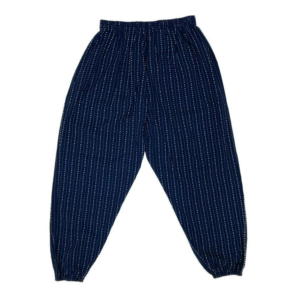 作業時でも普段でも着やすいもんぺ L ドットストライプ ネイビー