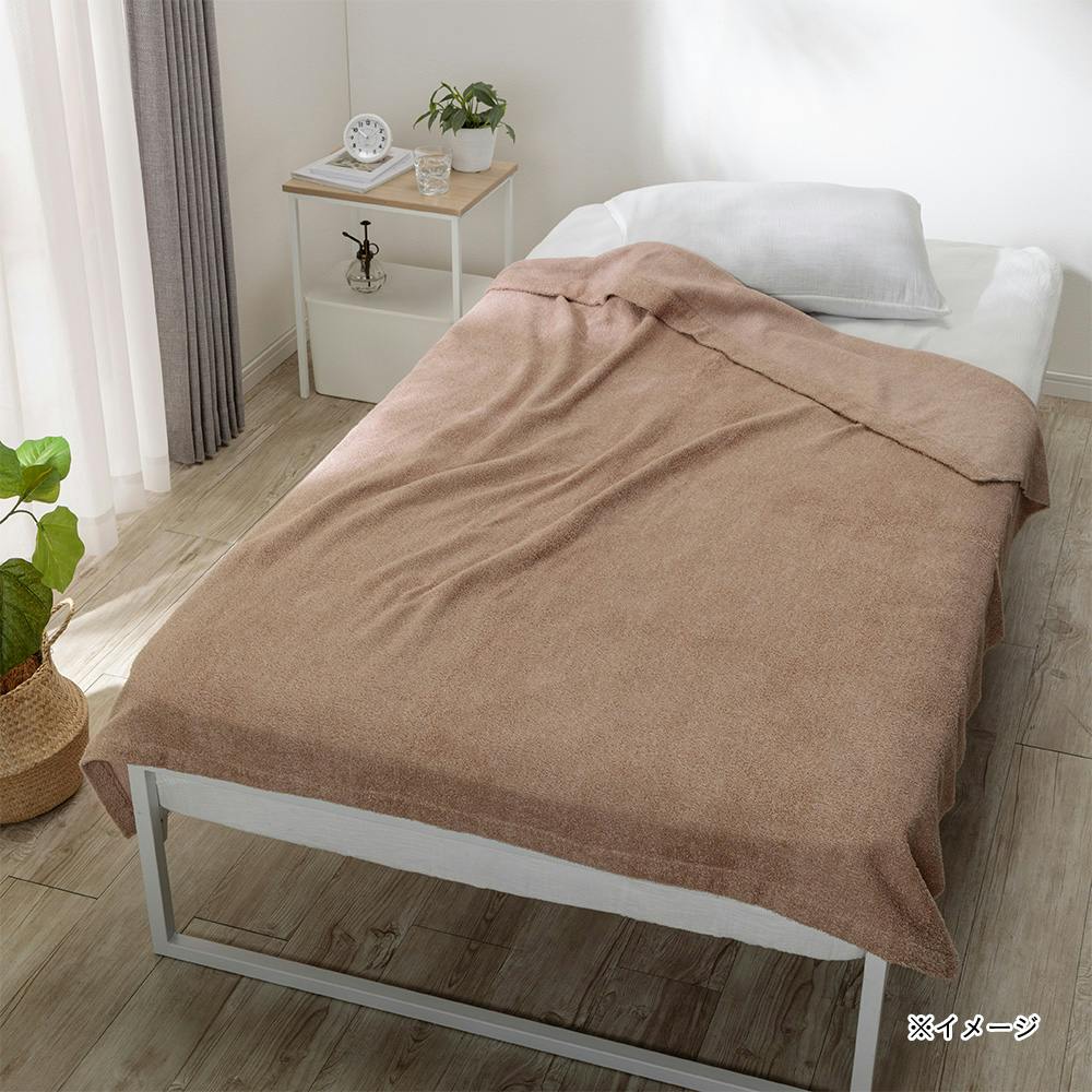 パイルが抜けにくい タオルケット ベージュ 幅140cm 奥行180cm
