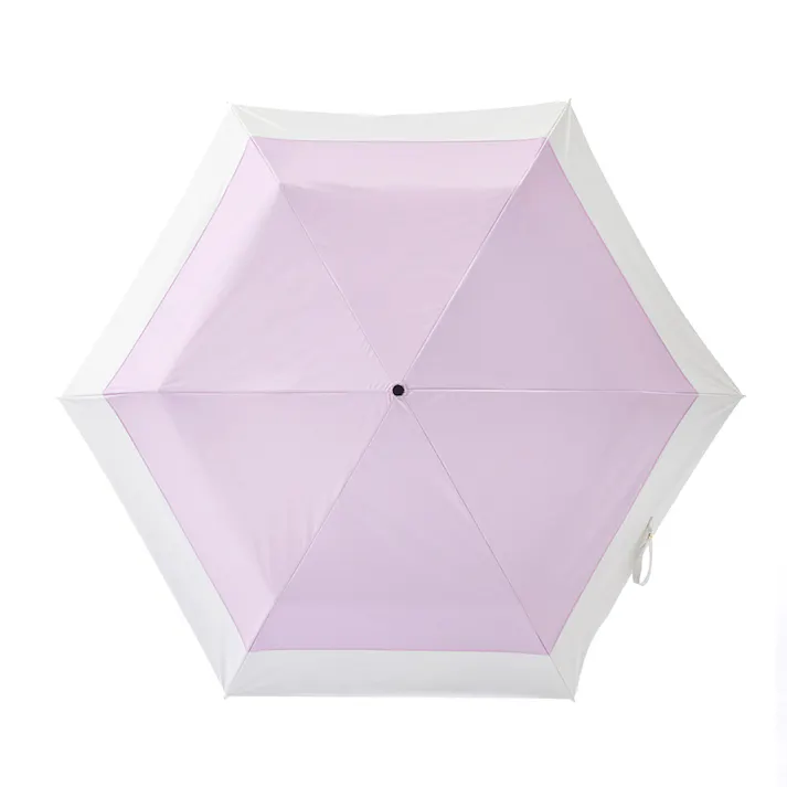 日差しも紫外線も雨も遮れる折傘 55cm ベージュ×ピンク