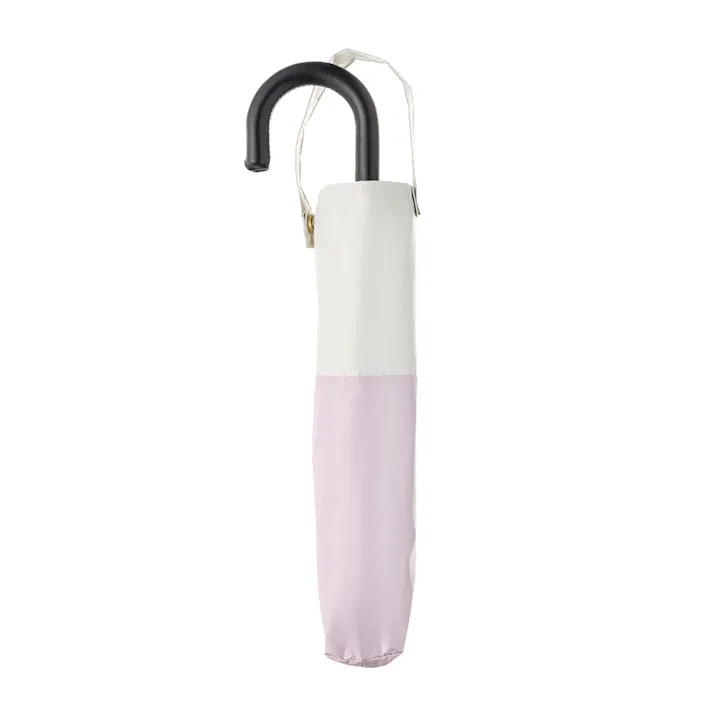 日差しも紫外線も雨も遮れる折傘 55cm ベージュ×ピンク