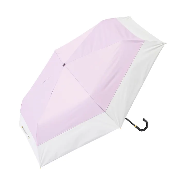 日差しも紫外線も雨も遮れる折傘 55cm ベージュ×ピンク