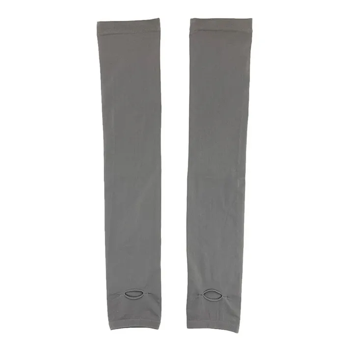縫い目のないアームカバー指穴付き グレー