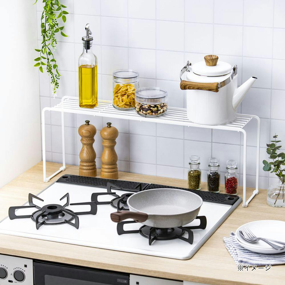 コンロ奥ラック ロング ホワイト | キッチン収納 通販