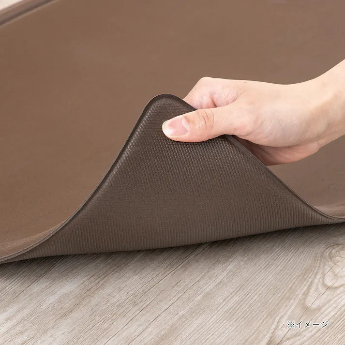 すき間を埋めるキッチンマット L-Fit 極厚 ブラウン S 45cm×120cm 厚み12mm クッション性 抗菌 燃えにくい 防カビ 拭くだけお手入れ