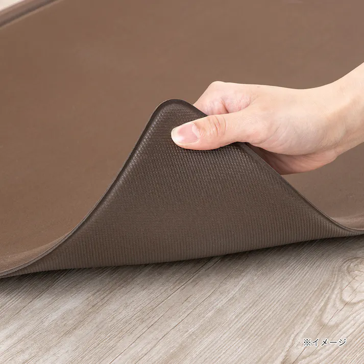 すき間を埋めるキッチンマット L-Fit 極厚 ブラウン M 45cm×180cm 厚み12mm クッション性 抗菌 燃えにくい 防カビ 拭くだけお手入れ