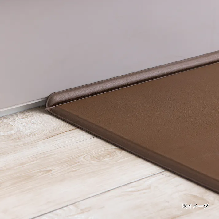 すき間を埋めるキッチンマット L-Fit 極厚 ブラウン X 60cm×240cm 厚み12mm クッション性 抗菌 燃えにくい 防カビ 拭くだけお手入れ