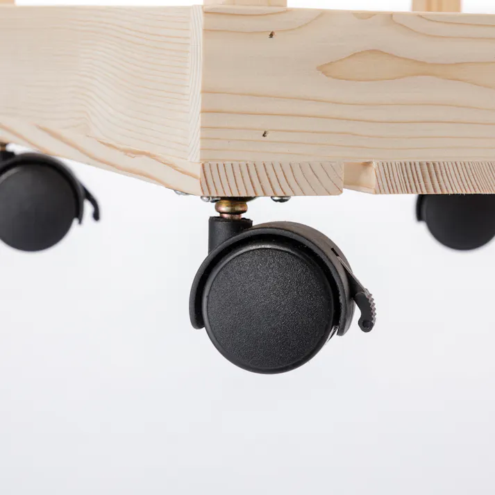 キャスター付き木製積重ねバスケット3段