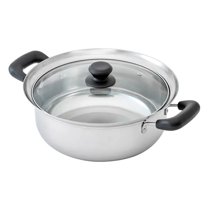 ふきこぼれしにくい ステンレス両手鍋 26cm