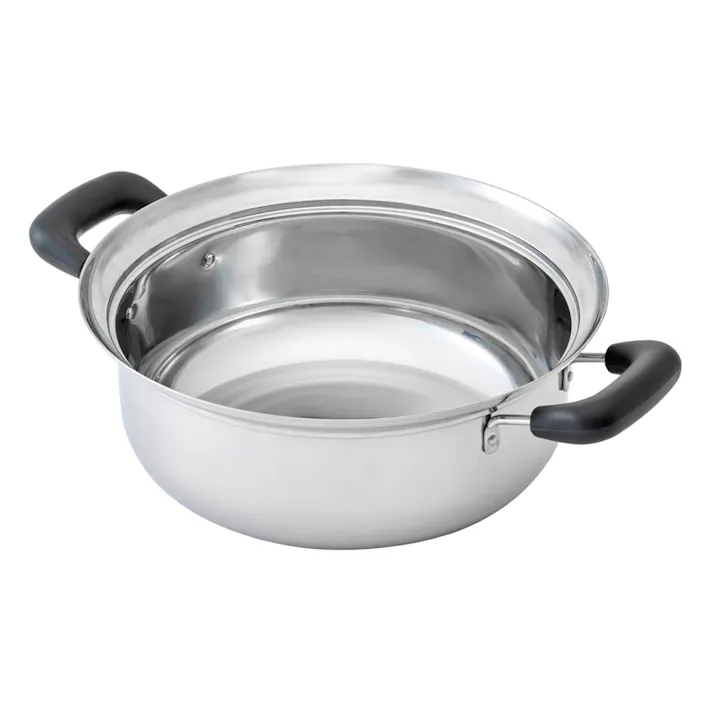 ふきこぼれしにくい ステンレス両手鍋 26cm