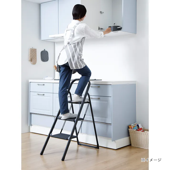 折たたみ式踏み台 ブラック 3段