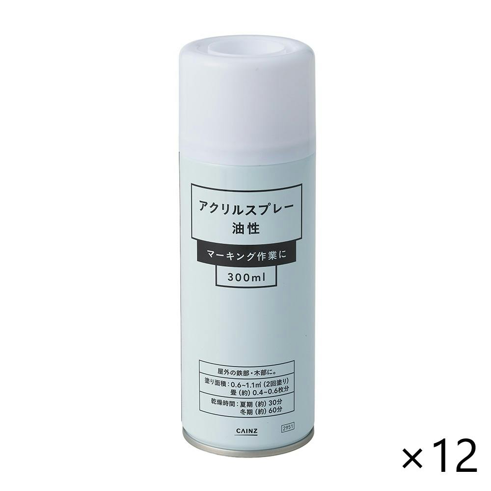 【ケース販売】カインズ アクリルスプレー 油性 ホワイト 300ml 12本入