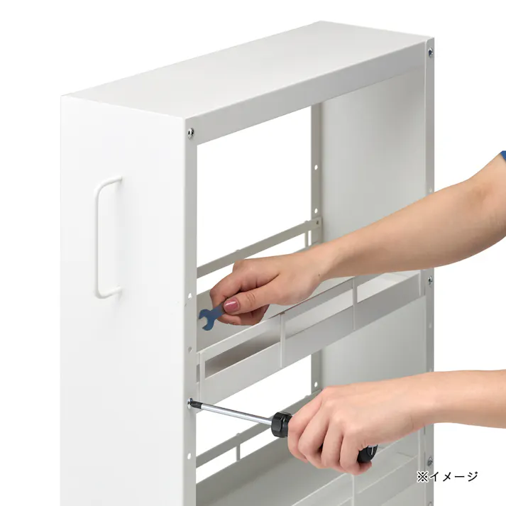 高さ調整できるすき間ワゴン ホワイト J35