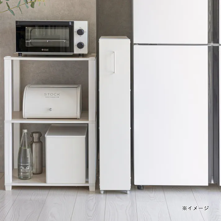 高さ調整できるすき間ワゴン ホワイト J35