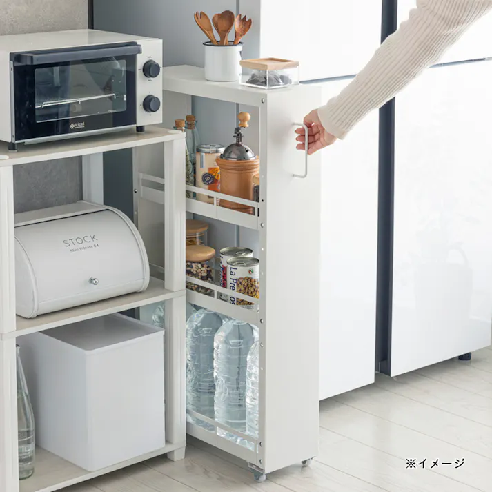 高さ調整できるすき間ワゴン ホワイト J35