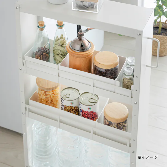 高さ調整できるすき間ワゴン ホワイト J35