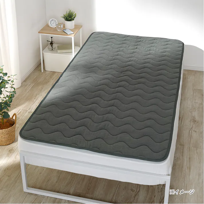 綿100%のガーゼ敷パッド Pitapa ブラック シングル 幅100cm 奥行200cm