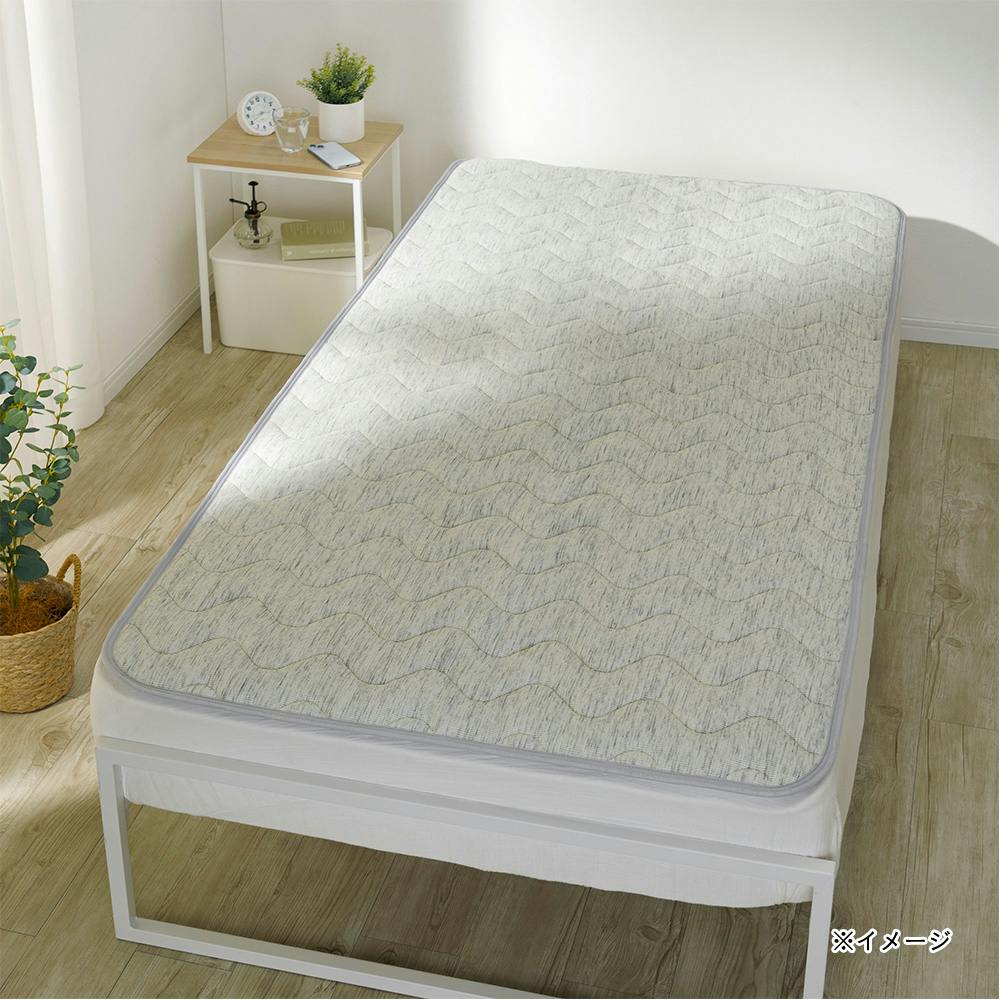 ワッフル素材の敷パッド Pitapa グレー シングル 幅100cm 奥行200cm