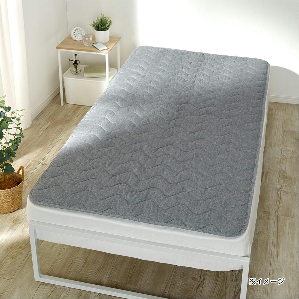 さらっと肌触りの綿麻敷パッド Pitapa グレー シングル 幅100cm 奥行200cm