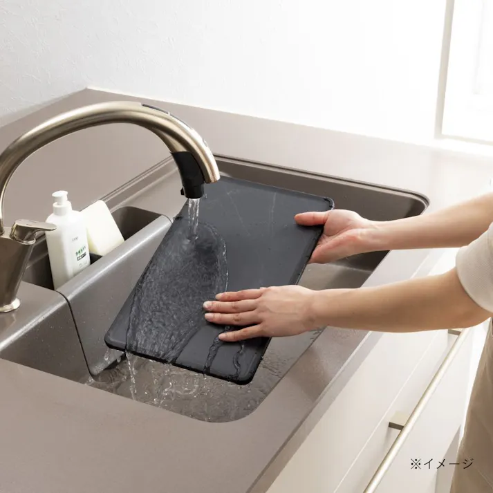 軽くて抗菌 大理石調まな板 35cm ブラック