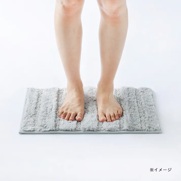 吸水バスマット ボーダー グレー 幅50cm 奥行35cm