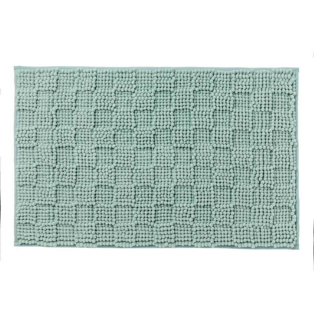 すべりにくい吸水バスマット ブロック ミントグリーン 幅80cm 奥行50cm