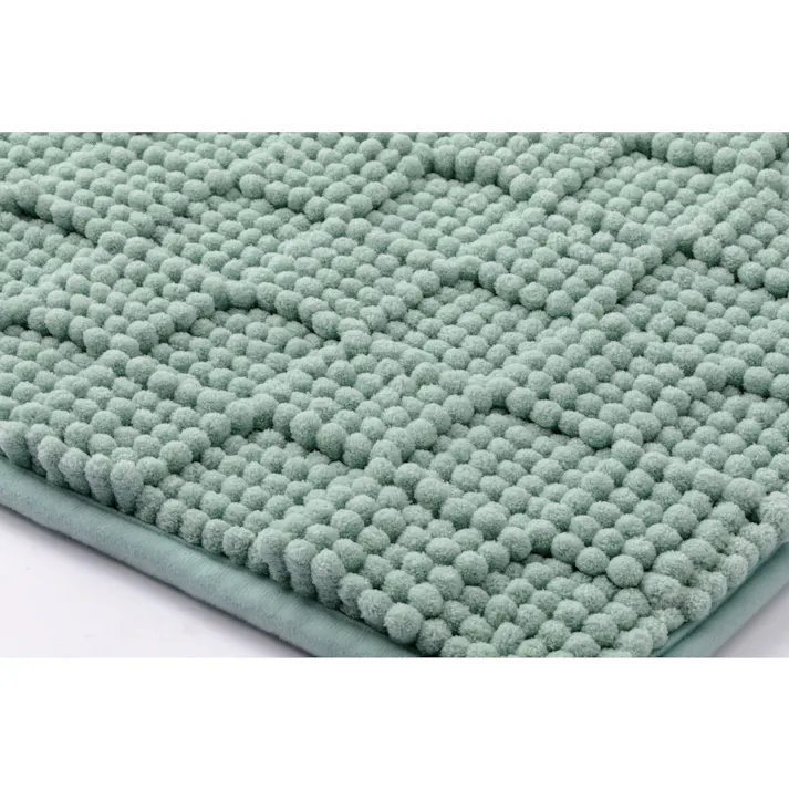すべりにくい吸水バスマット ブロック ミントグリーン 幅80cm 奥行50cm