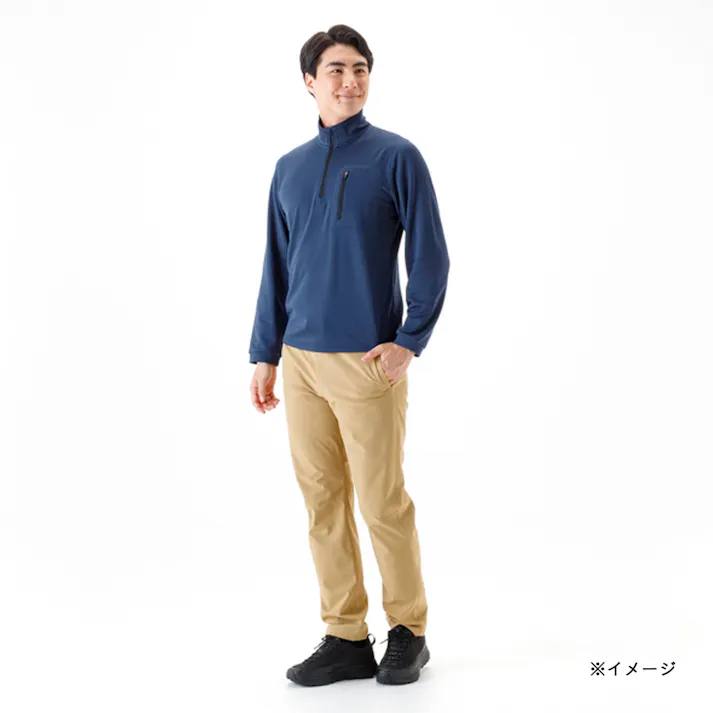 Hot fine ブロックフリースハーフジップ ネイビー M